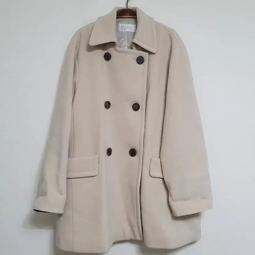 Time Postmodern Beige Double Button Coat, Free Si… - image 1