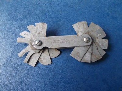 Vintage Moore and Wright Radius Gauge No 207.  Größenbereich 0,020 bis 0,400 Zoll.