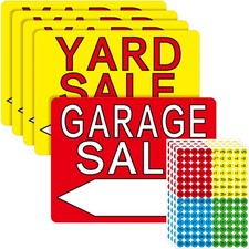 5 Pcs Double Sided Yard Sale Signs with Stakes 12 x 16 Inch Waterproof Yard S...