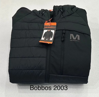 Merrell Mens Hooded Mixed Media Puffer Softshell Jacket Lightweight Black   XXL