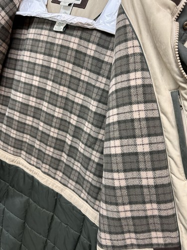 LL Bean Men’s XL Hooded Parka Coat Nylon Wool Lined Quilted Insulated Tan - Picture 17 of 24