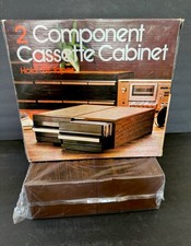 Vintage Cassette Tape Storage Cabinet New Sealed Box Faux Wood 2 Drawer 24 Slot