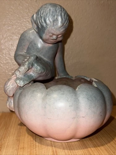 Vintage Niloak Art Pottery Ozark Dawn Pink & Blue Matte Glazed PAN Planter Bowl