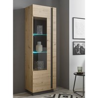 Vitrinenschrank Eiche Artisan Graphit Grau Standvitrine Led Beleuchtung Vitrine