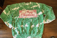 Vintage 80s 90s Merry Christmas Retro Puff Print All Over Holly Sweatshirt XL