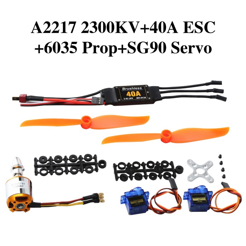 2300KV Brushless Motor 40A ESC SG90 Servo Propeller 2s for Fixed Wing Helicopter