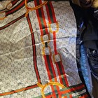 Women’s Silk Satin Square Scarf Geometric Logo Chain Print Red/Green Stripe — photo 3