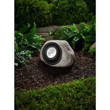 30 Lumens Gray Integrated LED Outdoor Solar Rock Spotlight with Adjustable Lamp