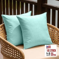 Outdoor Waterproof Throw Pillow Covers Set of 18" x 18" Pack of 2 Lake Blue