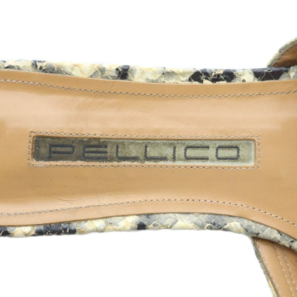 Pellico Sandals Flat Leather Python Pattern 39 24… - image 7
