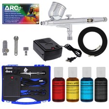 Airbrush Cake Decorating Compressor Kit, 4 Color Chefmaster Food Coloring Set