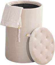 LIONEL RICHIE Harmony Hamper Pearl Cream Tall Round Velvet FOR AUCTION