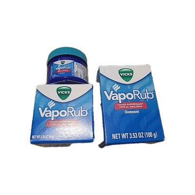 2 Vicks VapoRub Cough Suppressant Topical Analgesic Ointment - 3.53 & 1.76oz