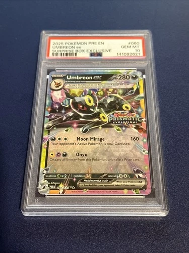 Umbreon ex 060/131 Sv: Prismatic Evolutions Holo Surprise Box Exclusive PSA 10