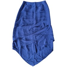 Vintage 90s Sully Bonnelly Accents Silk Blue Skirt Layered Asymmetrical Midi 10