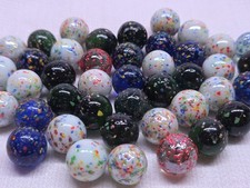 Lot of 42 Vintage Glass Confetti Speckled Marbles Mixed Colors Some UV Reactive