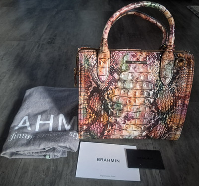 Brahmin Small Caroline Croco Embossed Rattlesnake Melbourne Leather Handbag