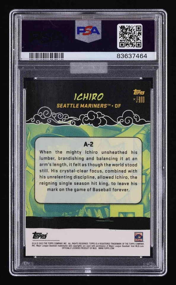 2023 Topps x Julio Rodriguez #A2 ICHIRO Anime Art PSA 10 MBA Black Diamond RARE - Image 3 of 3