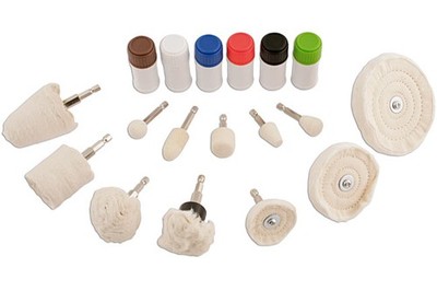 Gunson 77097 Polierset 18 Stück Polierscheiben Filz Bobs Wollspitzen