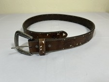 Shyanne Western Belt Tooled Leather with Studs Inlay Brown Size M