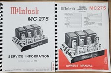 McIntosh MC275  OWNERS / MAINTENANCE / SERVICE MANUALS