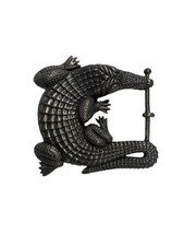Vintage Huge Barry Kieselstein Alligator Belt Buckle Sterling Silver