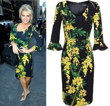 Dolce & Gabbana FW2015 Floral Mimosa Sheath Bodycon Black Italy Dress IT36