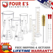 14 Pieces Glass Measuring Beaker and Graduated Measuring Cylinder with Stirring