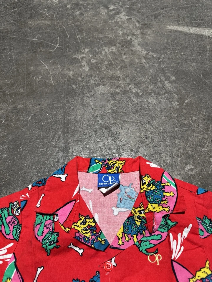 Vintage Ocean Pacific Shirt Boys 5 Hawaiian Op Surf Skate 90s 80s Kids Youth - Image 3 of 4