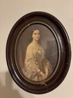Antique Oval Shaped Wooden Frame Southern Belle Lithograph — photo 1