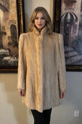 Beautiful Saga Mink Gold Tag Fur Coat Color Beige. Size 16, Length 33.