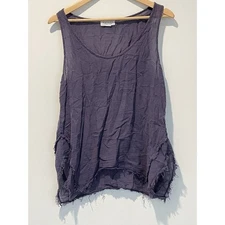 Velvet by Graham & Spencer Purple Sleeveless Top With Distressed Hem Size M