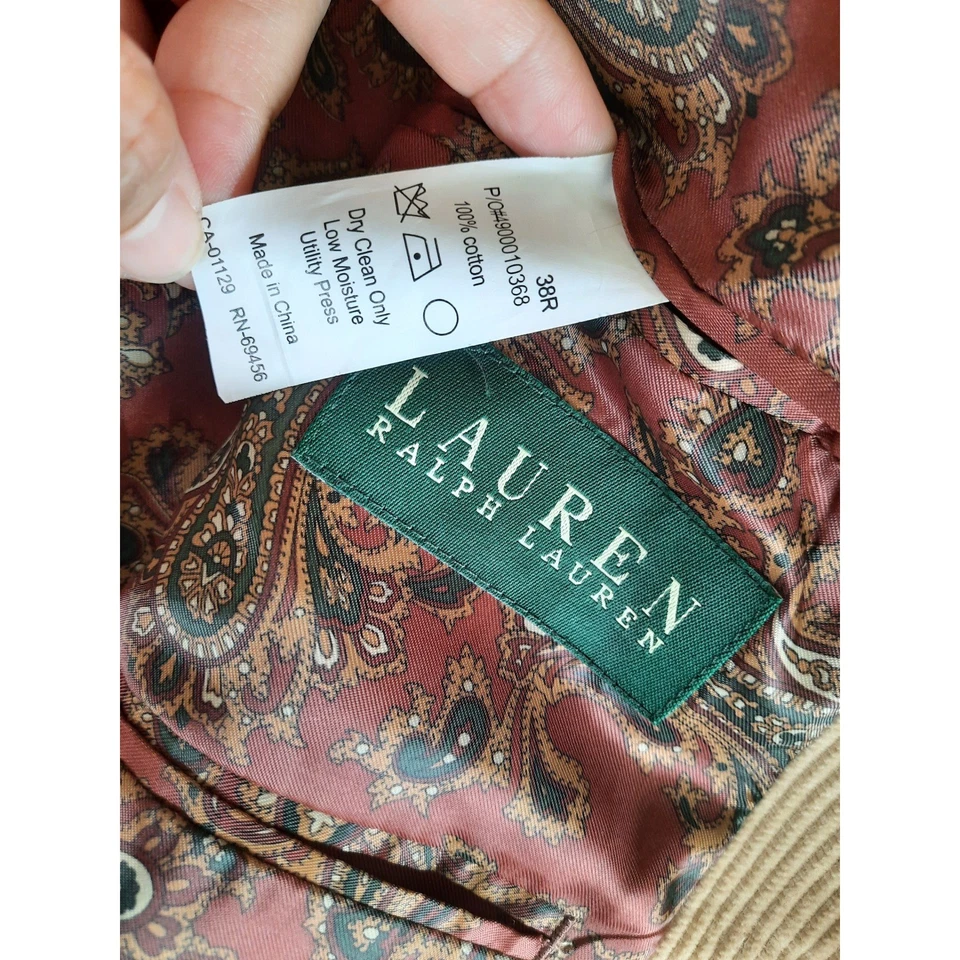 Lauren Ralph Lauren Men 38R Corduroy Paisley Line Single Breasted Blazer 2Button - Image 4 of 4