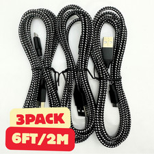 3Pack 6FT Micro USB to USB A Cable Android Charger Braided For Samsung Google LG