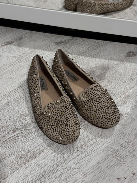 Women Steve Madden Loafers Gold Leather 38