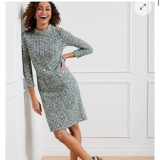 Elegant Blue and White Tweed Dress