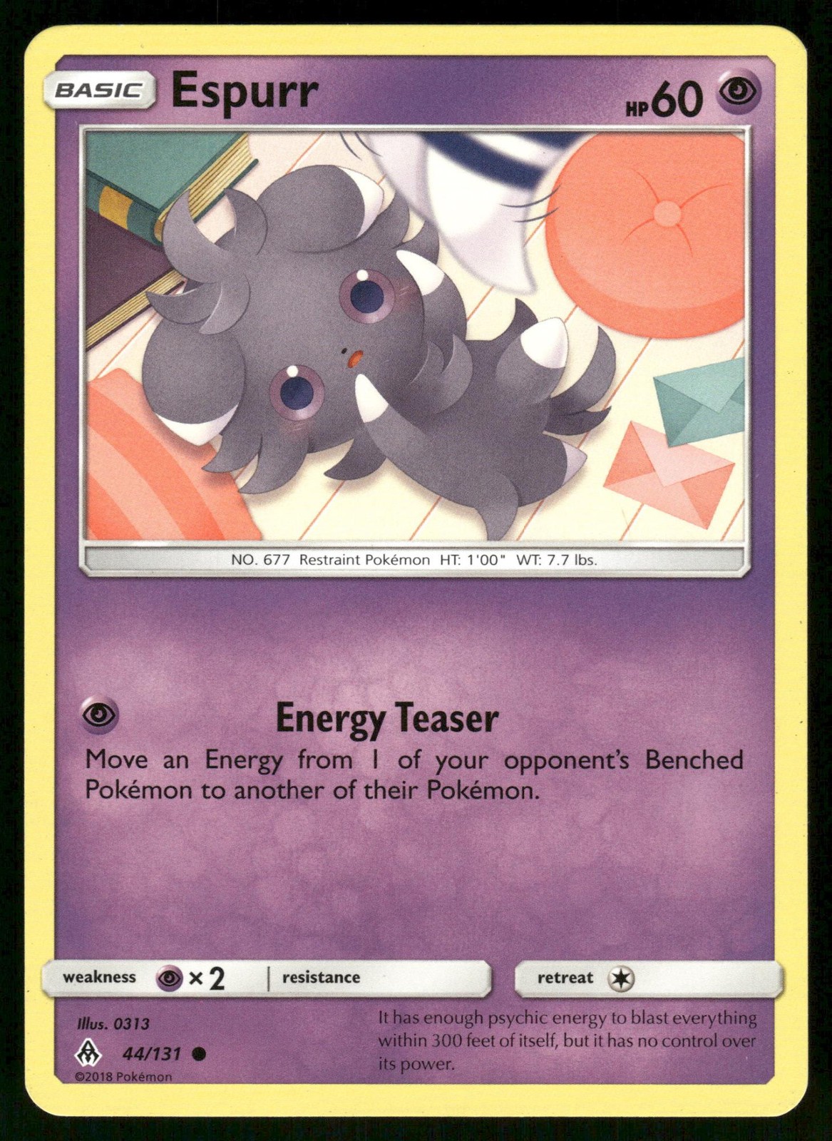 Espurr 44/131 Common Forbidden Light Pokemon Lightly Played