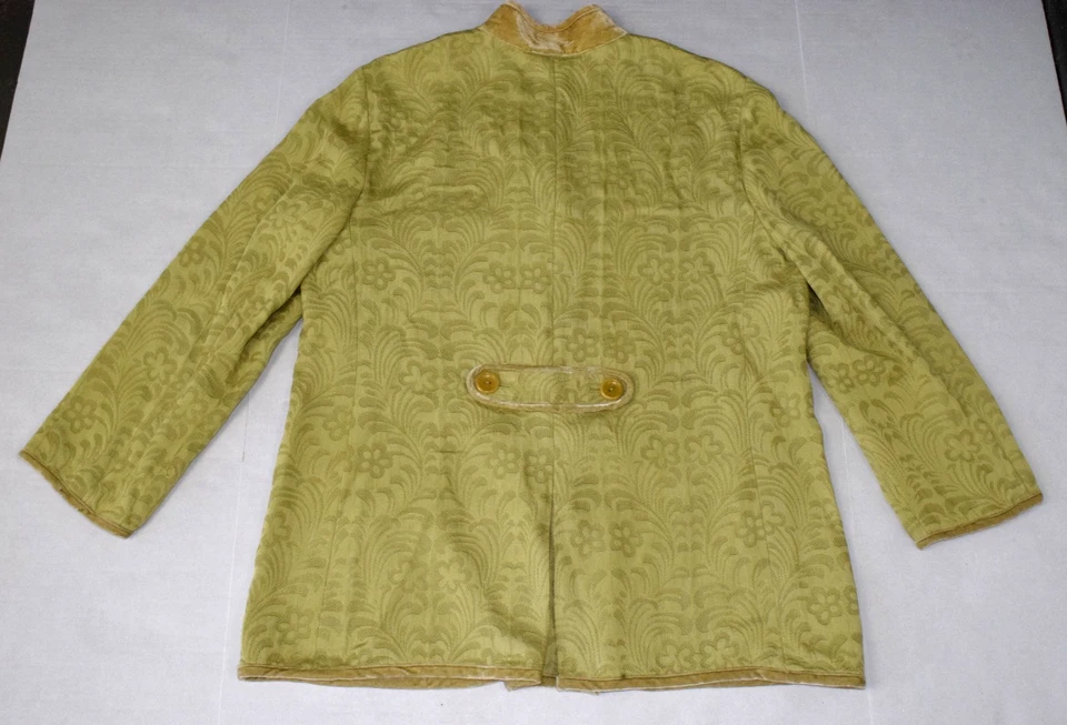 Chaqueta Blazer de Seda J Jill Talla L Verde Salvia Pálido Tejido Floral Borde de Terciopelo Foto 2 de 4