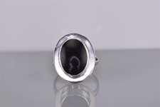 Sterling Silver 22mm Oval Framed Black Onyx Statement Band Ring Mex 925 Sz: 8