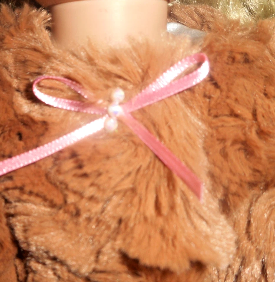 18 ropa de muñeca se adapta a muñeca AG, abrigo de piel marrón chocolate, sombrero, bolso - totalmente forrado Foto 2 de 4