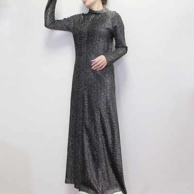 black silver maxi dress Silver Black Foil Printed Strap Maxi Dress L
