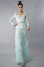 Sequin Embellished Long Sleeve Gown