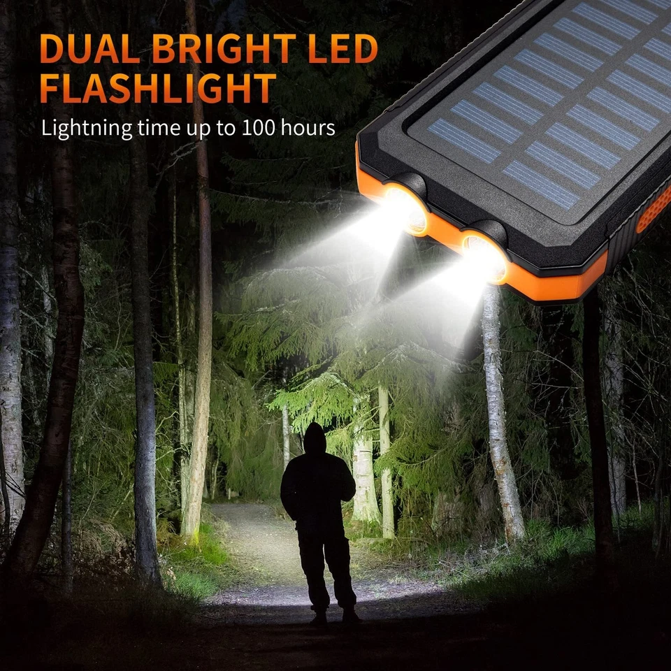 900000mAh Dual USB External Solar Power Bank LED Battery Charger for Cell Phone - Image 3 of 4