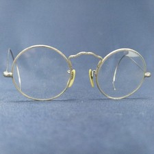 Antique Gold Tone Round Wire Rim Eyeglasses Frame Small Spectacles