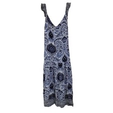 Lucca Sun Dress Women's S Blue Paisley Back Zip