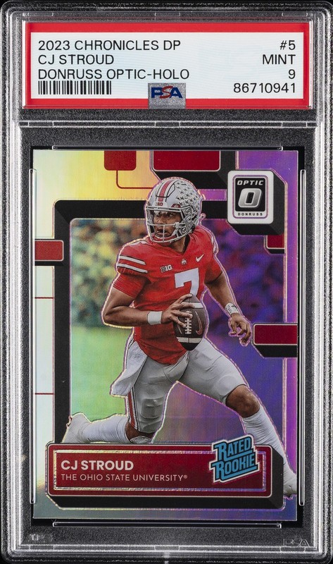 2023 PANINI CHRONICLES DRAFT PICKS DONRUSS OPTIC HOLO #5 CJ STROUD RC PSA 9