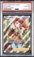 2020 POKEMON SWORD & SHIELD REBEL CLASH #192 FULL ART/SONIA PSA 10