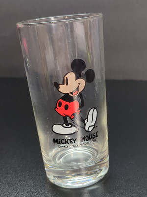 Vintage Walt Disney Productions Mickey Mouse Drinking Clear Glass