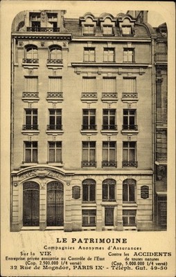 Ak Paris IX., Le Patrimoine, Compagnie Anonymes d'Assurances, Rue... - 3611270