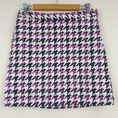 EP Pro Skort Damen UK 6 weiß bunt Hahnentritt Monarchy Print Taschen Golf